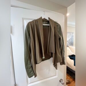 Blank NYC olive green vegan leather jacket